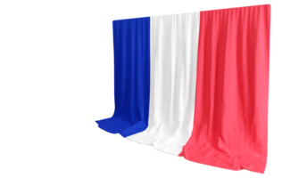 French Flag Curtain in 3D Rendering Celebrating French Elegance png