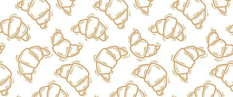 doodle croissant pattern hand drawing background pencil sketch vector