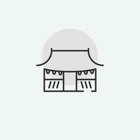 Korean traditional hanok logo icon design, traditional house image line art illustration. vector