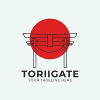 torii portón logo icono diseño, portón imágenes línea Arte ilustración diseño. vector