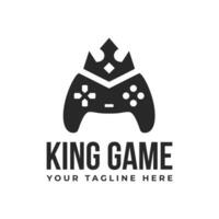 King Game Logo. Gamepad Controller with crown for gammer streamer logo, black silhouette icon symbol vector