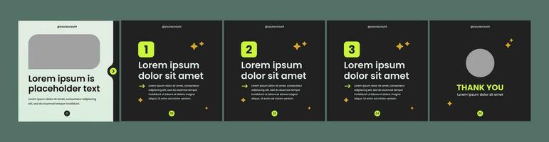 carousel template for social posts with a dark theme vector