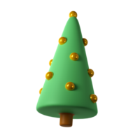 3d cute Christmas tree toy icon with golden ball render illustration transparent png. Winter holiday icon decor png