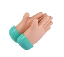 3D Clapping Hands applauding icon transparent png, agreement and success concept render illustration png