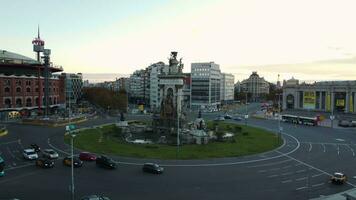 Spain Square with roundabout traffic in Barcelona, Spain video