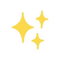 Doodle cute stars isolated on white background. Sun glare, yellow decorative elements, kawaii illustration. vector