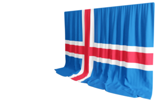 Icelandic Flag Curtain in 3D Rendering Embracing Iceland's Beauty png