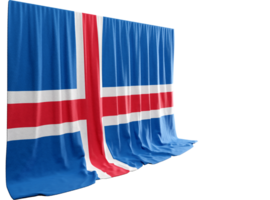 Icelandic Flag Curtain in 3D Rendering Embracing Iceland's Beauty png