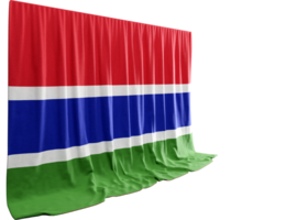 gambiano bandera cortina en 3d representación gambia unidad desplegado png