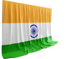 hindi bandeira cortina dentro 3d Renderização a comemorar da Índia rico cultura png