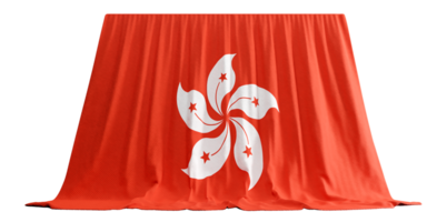 Cantonese Flag Curtain in 3D Rendering Reflecting Hong Kong's Spirit png