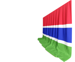 gambiano bandera cortina en 3d representación gambia unidad desplegado png