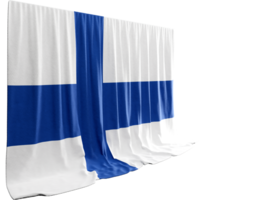 finlandais drapeau rideau dans 3d le rendu la Finlande nordique esprit png