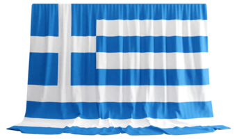 Greek Flag Curtain in 3D Rendering Celebrating Greece's Timeless Culture png