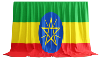 Amharic Flag Curtain in 3D Rendering Celebrating Ethiopia's Rich Culture png