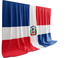 dominicano bandeira cortina dentro 3d Renderização refletindo dominicano unidade png