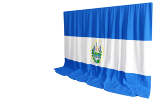 Salvadoran Flag Curtain in 3D Rendering El Salvador's Vibrant Soul png