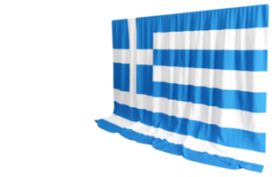 Greek Flag Curtain in 3D Rendering Celebrating Greece's Timeless Culture png