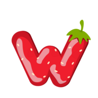 alfabeto W morango estilo png