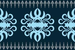 Ethnic Ikat fabric pattern geometric style.African Ikat embroidery Ethnic oriental pattern blue background. Abstract,vector,illustration.Texture,clothing,frame,decoration,carpet,motif. vector