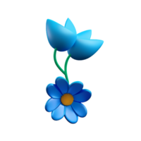 blue flower 3d rendering icon illustration png