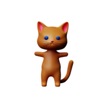 linda gato 3d representación icono ilustración png