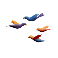 birds flying 3d rendering icon illustration png