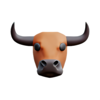 bull 3d rendering icon illustration png