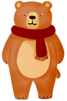 Bear wearing a scarf Christmas themed png