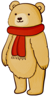 oso vistiendo un bufanda Navidad temática png