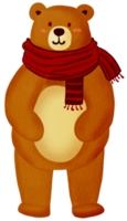 Bear wearing a scarf Christmas themed png