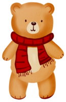 Bear wearing a scarf Christmas themed png