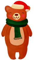 Bear wearing a scarf Christmas themed png