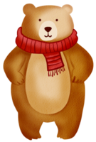 Bear wearing a scarf Christmas themed png