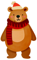 Bear wearing a scarf Christmas themed png