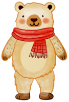 Bear wearing a scarf Christmas themed png