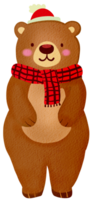 Bear wearing a scarf Christmas themed png