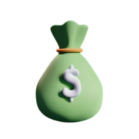 dinero bolso 3d representación icono ilustración png