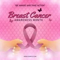 Breast Cancer Awareness Month Vector Background and Banner with pink ribbon