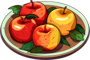 rojo manzanas en plato clipart ai generativo png