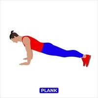 Vector Man Doing Plank. Bodyweight Fitness ABS and Core Workout Exercise. An Educational Illustration On A White Background.