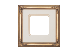 Isolated Square Decorative Gold Frame with Mat png