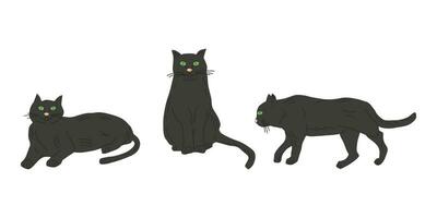 Pets sleep and sit in different poses. vector