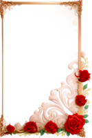 Rose Golden Border Frame PNG Image Transparent Background Ai Generative