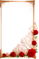 Rose Golden Border Frame PNG Image Transparent Background Ai Generative