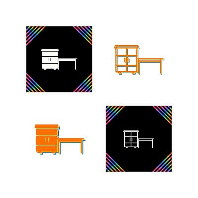 Table with Shelves Vector Icon
