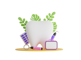 3d illustrazione di denti con dentale cura attrezzatura. dentista medico attrezzatura png
