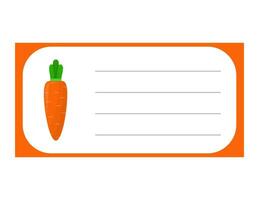 Note of cute vegetablel carrot abel  illustration. Memo, paper. Vector drawing. writing paper
