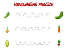 Tracing lines. Handwriting practice for children.Practicing fine motor skills. Educational game for preschool kids. Vector illustration