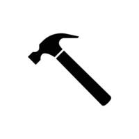 Hammer icon. Simple solid style. Hummer, metal, tool, hit, carpentry, construct, hardware, handyman, development concept. Black silhouette, glyph symbol. Vector isolated on white background. EPS.